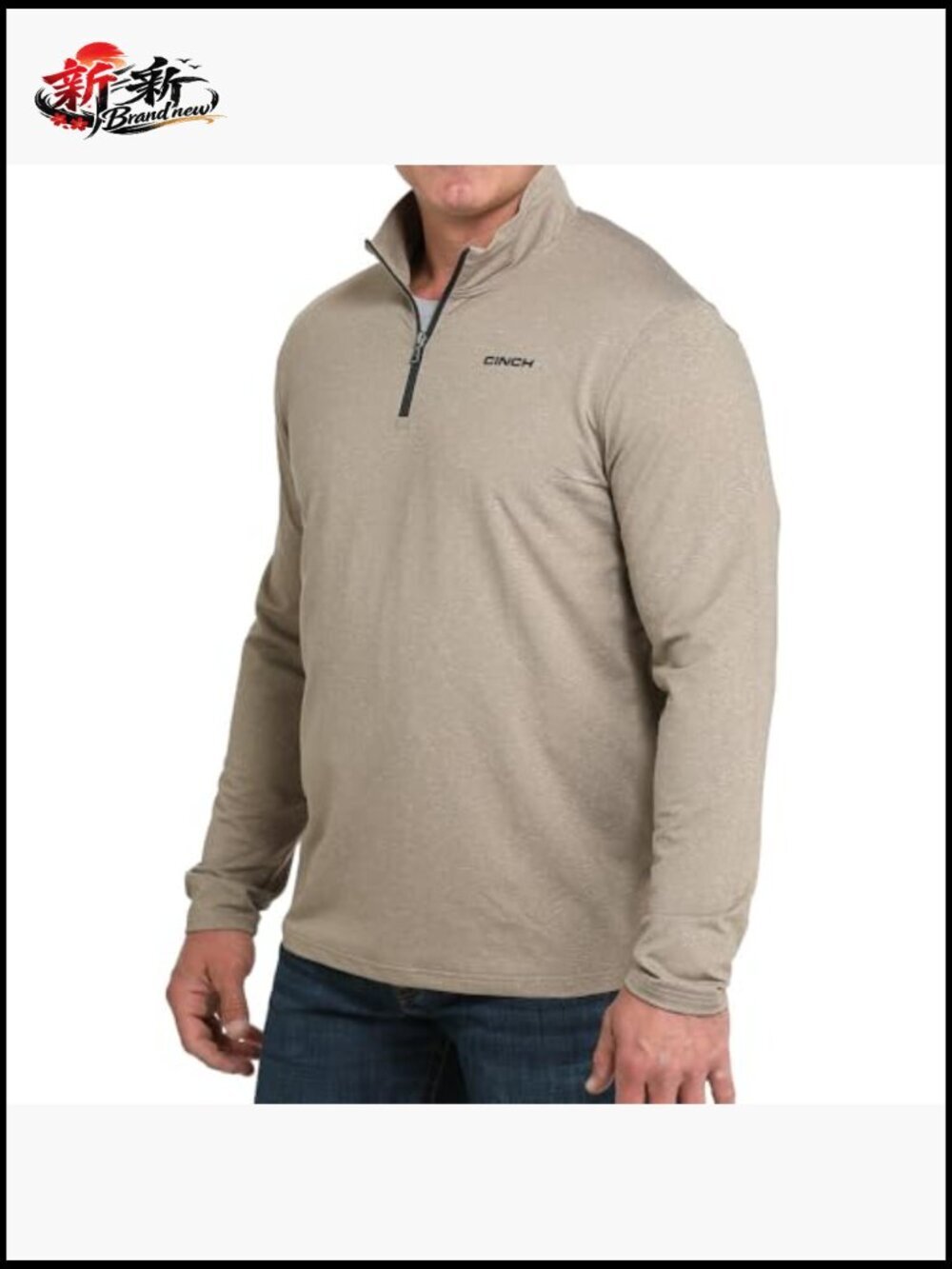 Men's 1/4 Zip Pullover Sweater Cotton Regular Fit Crew Neck - Picture 2 of 4